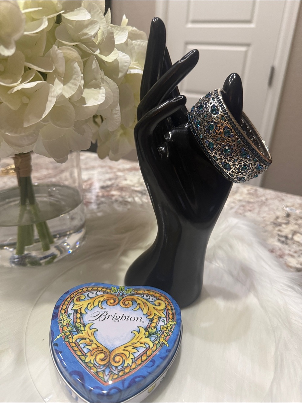 🩵 Brighton Eternal Sky Blue and Teal Enamel Filigree Cuff Bracelet NWOT